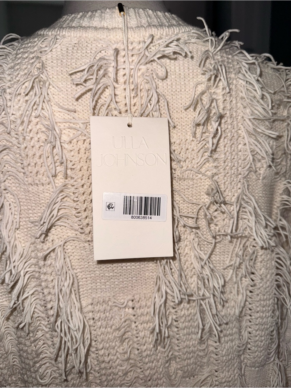 NWT Ulla Johnson Eliana Cream Pull Over Fringed Crewneck Sweater Small - Picture 6 of 8